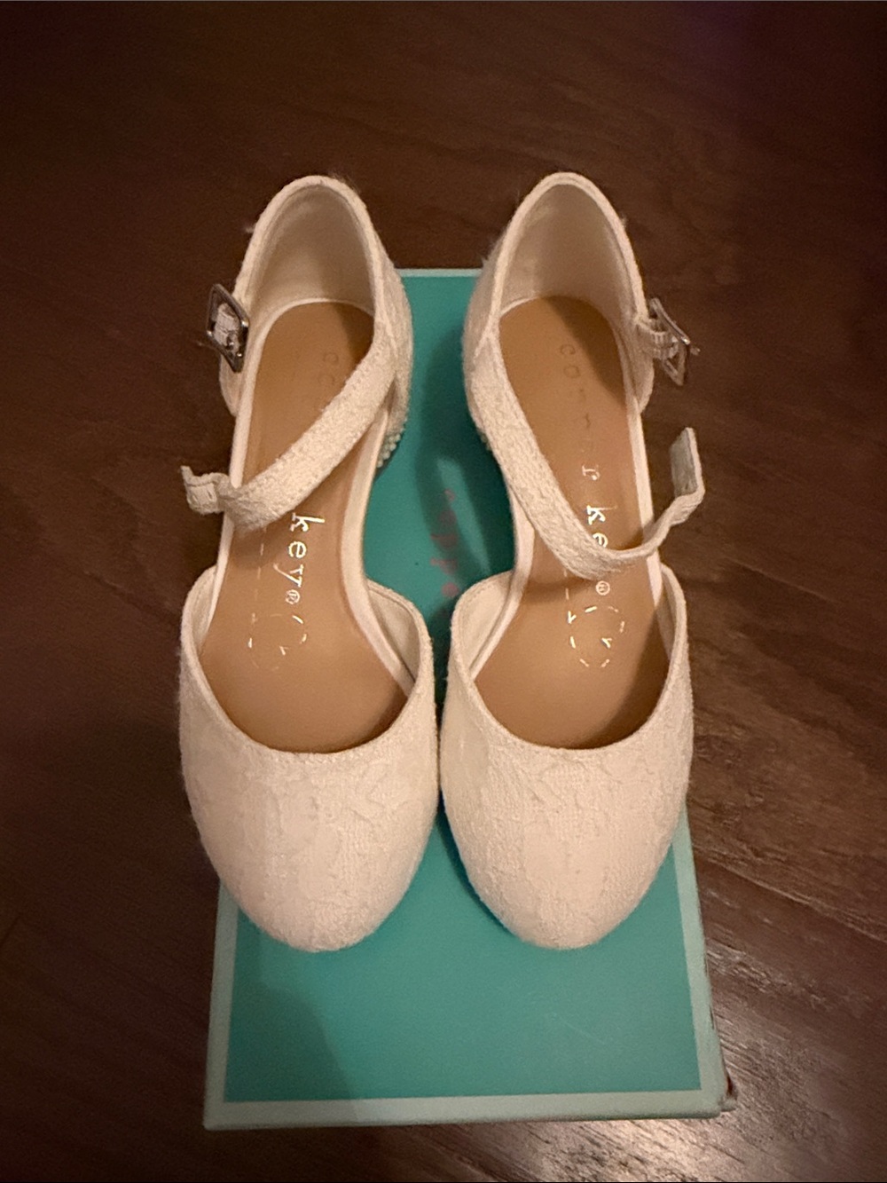 Copper Key Cream Lace Mary Jane Dress Shoes for Kids